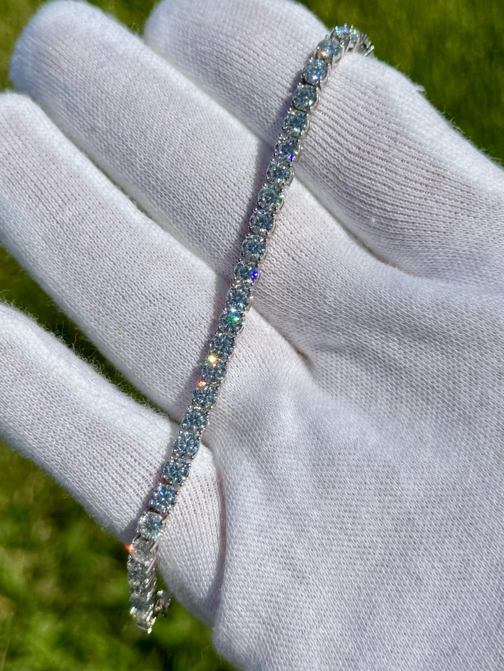 925 Silver, 12.6CTW Moissanite Tennis Bracelet - 7”